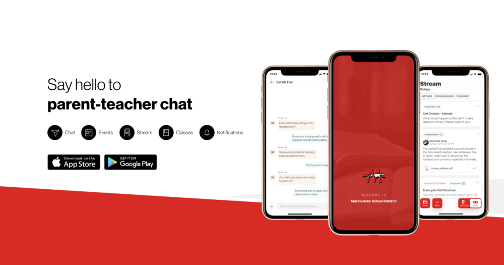 Say Hello to Parent-teacher chat, image of mobile app